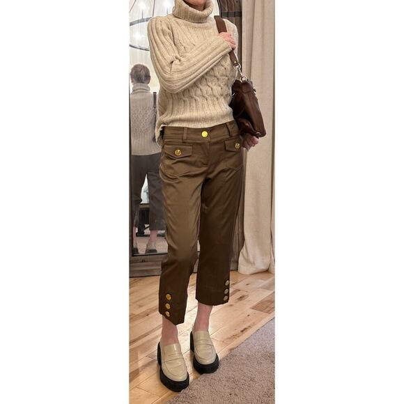 Vintage Y2K Dress Capri Pants Business Casual Cache Gold Buttons - Size 6 - Picture 1 of 11